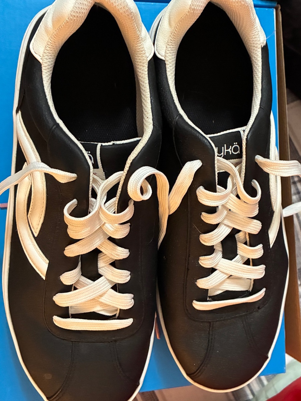 Ryka Black and White Low-Top Lace-Up Sneakers